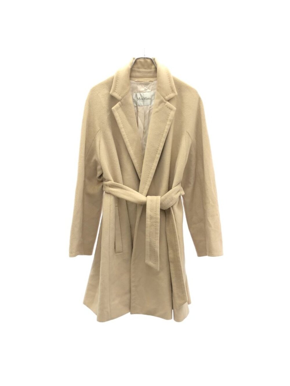 Max Mara Wool Alpaca Belted Coat Light Beige 42